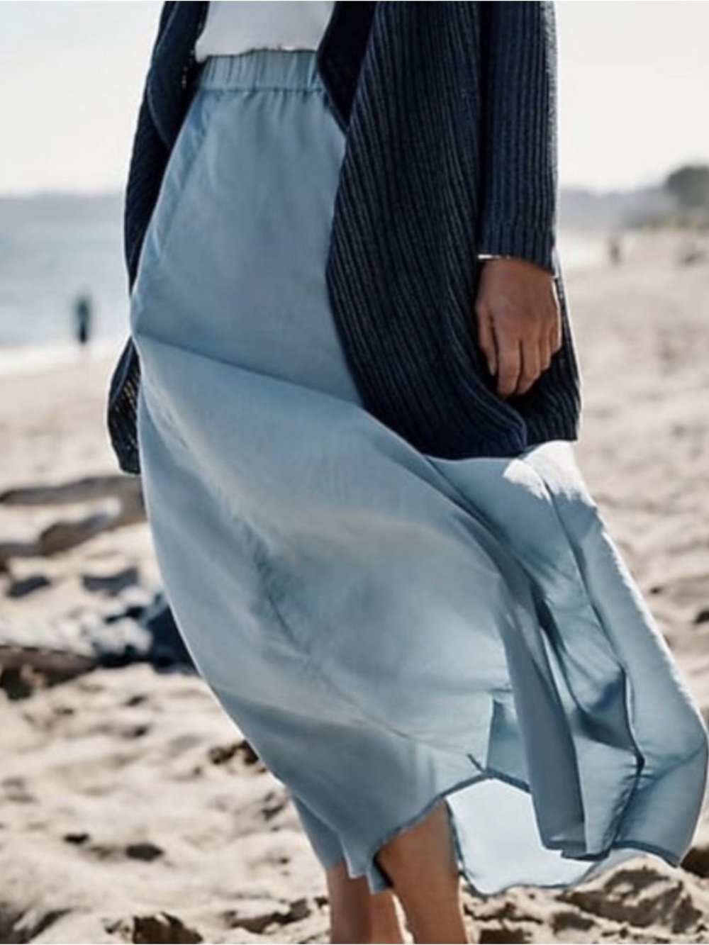 J Jill Pure | New Silk Blend A-line Pull on Midi Skirt Women’s size XL blue Sage - Picture 9 of 9